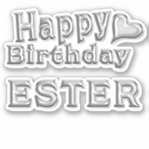Ester Happy Birthday silver Sticker