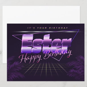 Ester Name Vorname lila retro Karte Geburtstag Card