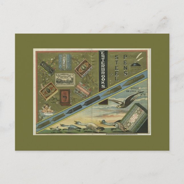 Esterbrooks Steel Pens Ad Postcard (Front)