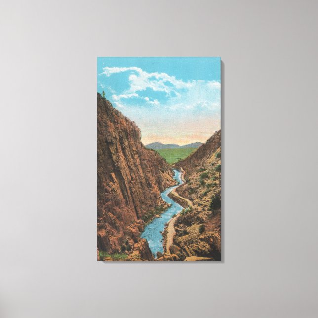 Estes Park, CO - View of Big Thompson Canon Canvas Print (Front)