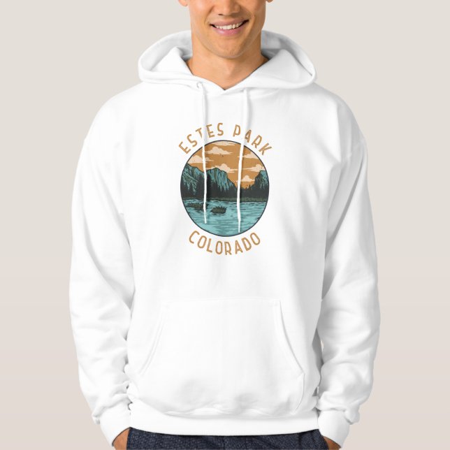 Estes Park Colorado Distressed Circle Hoodie (Front)