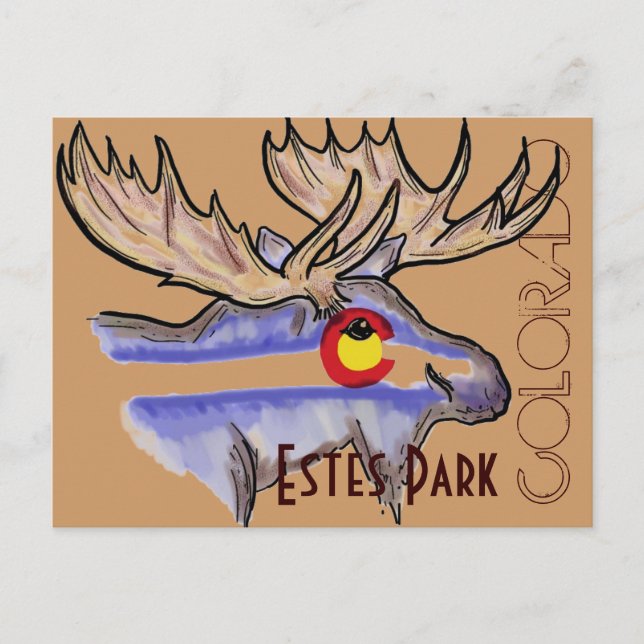 Estes Park Colorado elk postcard (Front)