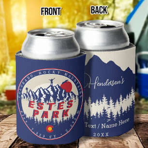 Estes Park Colorado Flag Mountains Hiking Souvenir Can Cooler