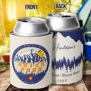 Estes Park Colorado Flag Mountains Hiking Souvenir Can Cooler