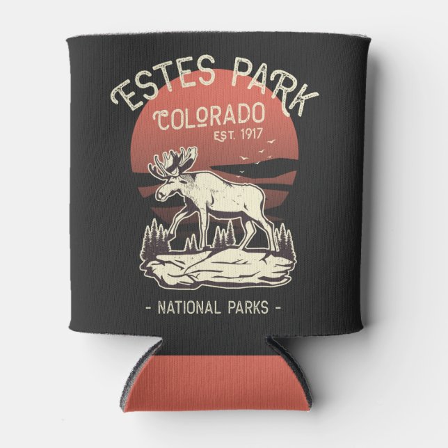 Estes Park Colorado National Park Moose Sunset  Can Cooler (Front)