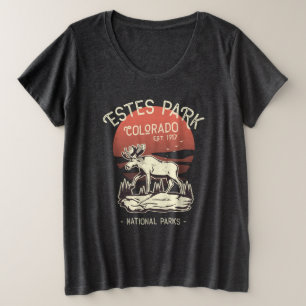 Estes Park Colorado National Park Moose Sunset Plus Size T-Shirt