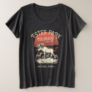 Estes Park Colorado National Park Moose Sunset  Plus Size T-Shirt
