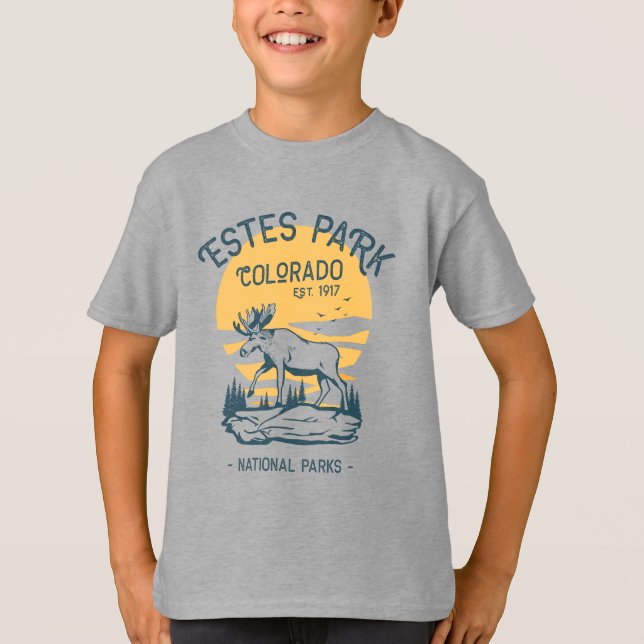 Estes Park Colorado National Park Moose Sunset  T-Shirt (Front)