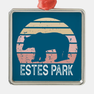 Estes Park Colorado Retro Bear Metal Tree Decoration