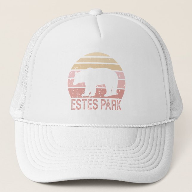 Estes Park Colorado Retro Bear Trucker Hat (Front)