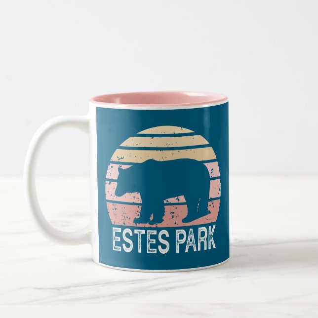 Estes Park Colorado Retro Bear Two-Tone Coffee Mug (Left)