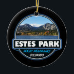 Estes Park Colorado Travel Art Emblem Ceramic Tree Decoration<br><div class="desc">Estes Park art design showcasing the town in northern Colorado. It’s known as a base for the Rocky Mountain National Park.</div>