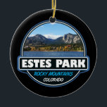 Estes Park Colorado Travel Art Emblem Ceramic Tree Decoration<br><div class="desc">Estes Park art design showcasing the town in northern Colorado. It’s known as a base for the Rocky Mountain National Park.</div>