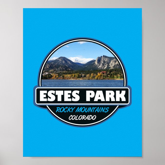 Estes Park Colorado Travel Art Emblem Poster (Front)