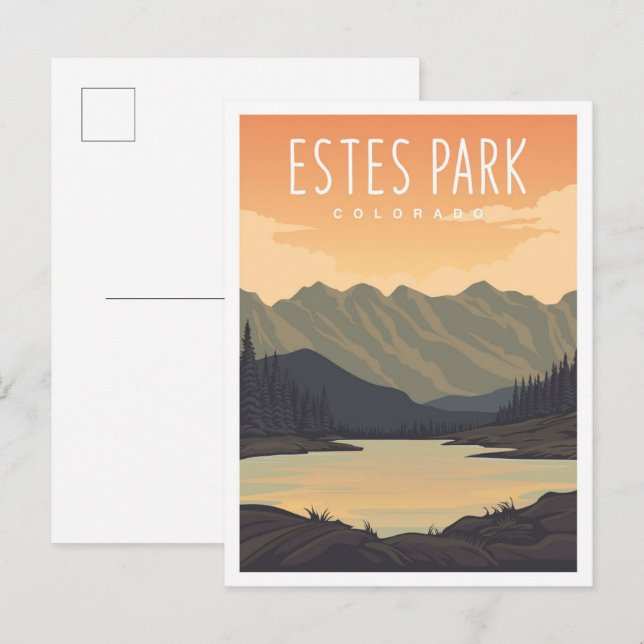 Estes Park Colorado USA Travel Illustration Postcard (Front/Back)