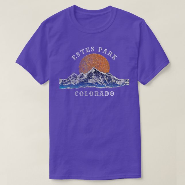 Estes Park Colorado  with Mountain Sunset Scene  T-Shirt (Design Front)
