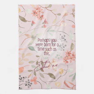 Esther 4:14 Christian Bible Verse Art Tea Towel