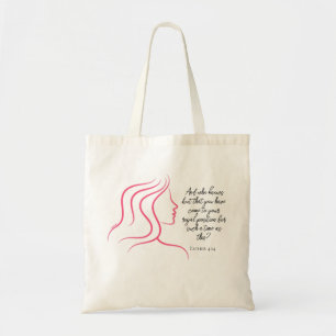 Esther 4:14 Scripture Bible Verse Pink Silhouette  Tote Bag