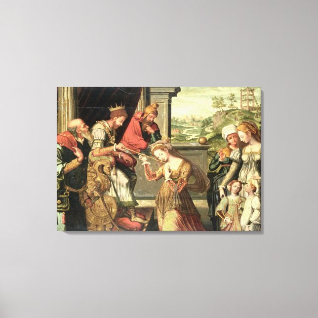 Esther before King Ahasuerus with Haman being sent Canvas Print (Front)