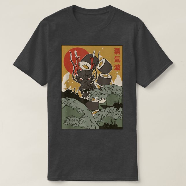 Esthetic Japanese Sushi Dragon Anime Fan Cool  T-Shirt (Design Front)