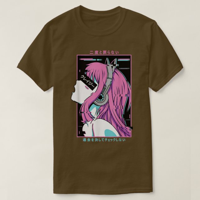 Esthetic Vaporwave Crazy Waifu Anime  T-Shirt (Design Front)