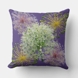 Esthetic White Garlic Flower Collage Cushion