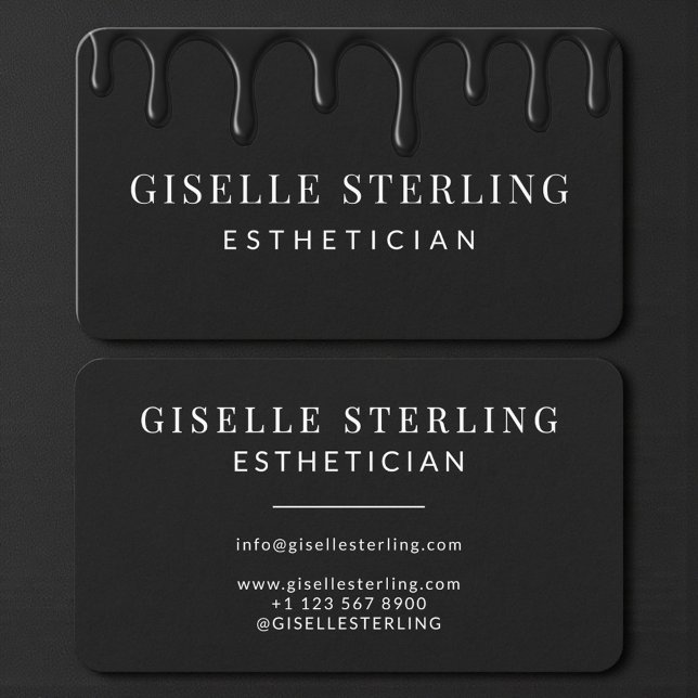 Esthetician Black Business Card (Creator Uploaded)