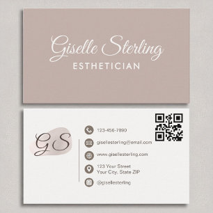 Esthetician Blush Mauve Modern Elegant QR Code Business Card