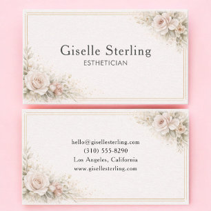 Esthetician Floral Neutral Professional Business Card
