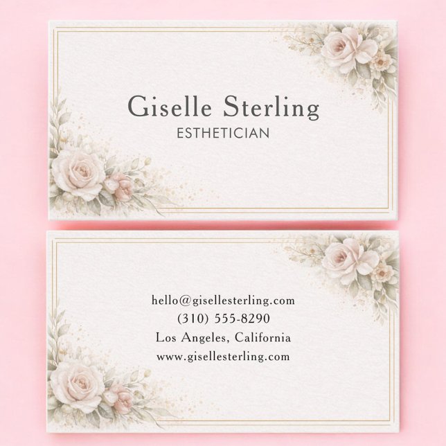 Esthetician Floral Neutral Professional Business Card (Creator Uploaded)