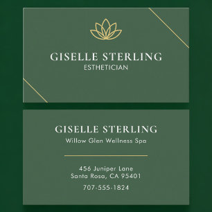Esthetician Green Gold Business Card