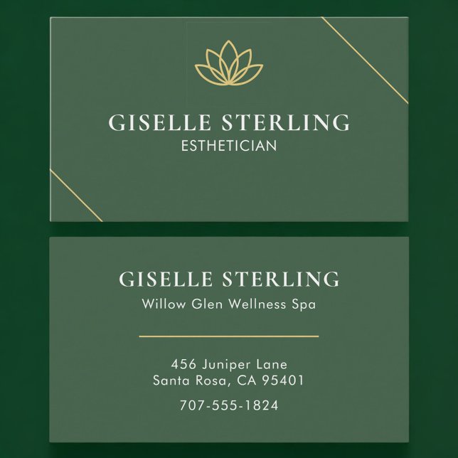 Esthetician Green Gold Business Card (Creator Uploaded)