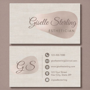 Esthetician Neutral Linen Abstract Beauty Business Card