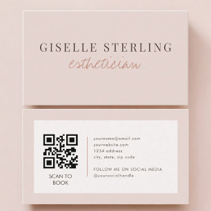 Esthetician QR Code Blush Pink  Business Card