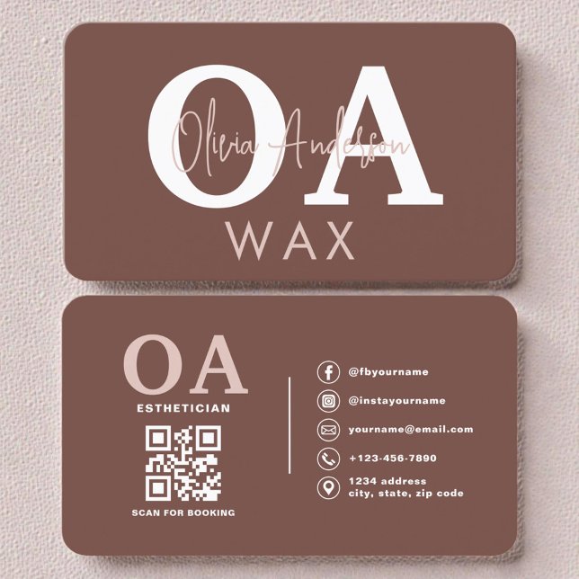 Esthetician QR Code Terracotta Wax Specialist  Business Card (Creator Uploaded)