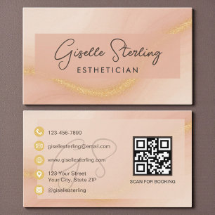 Esthetician Watercolor QR Code Business Card
