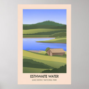 Esthwaite Water Lake District Travel Poster