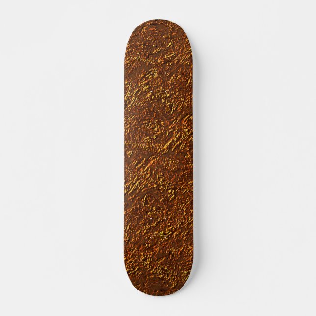 Estilo alvenaria rústica marrom e tom dourado skateboard (Front)