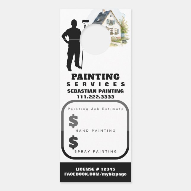 *~* Estimate Quote House Exterior QR Painting Door Hanger (Front)