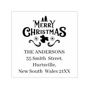 estive Merry Christmas Custom Address  Self-inking Stamp