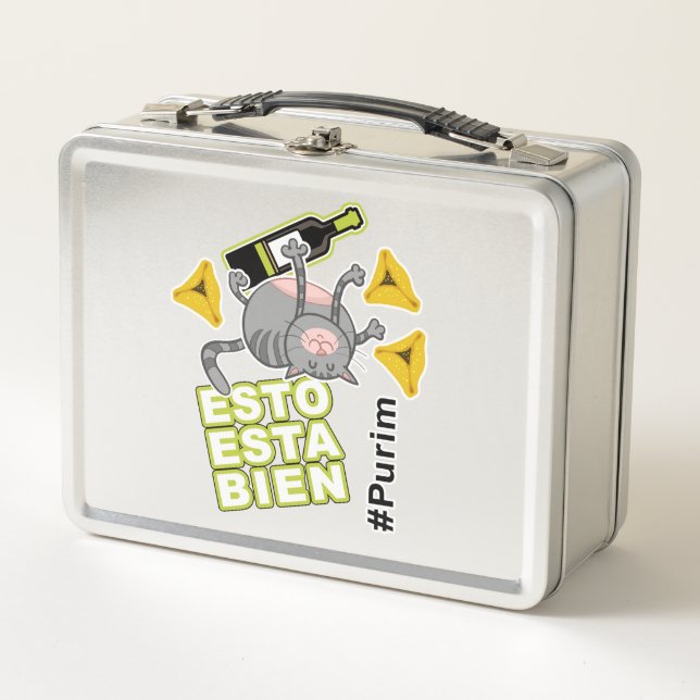 Esto Esta Bien. Funny Purim Cat. Spanish   Metal Lunch Box (Front)