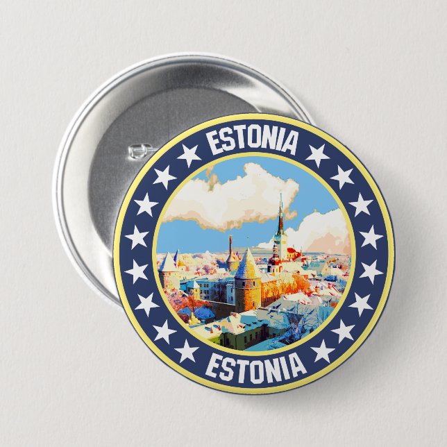 Estonia                                            7.5 cm round badge (Front & Back)