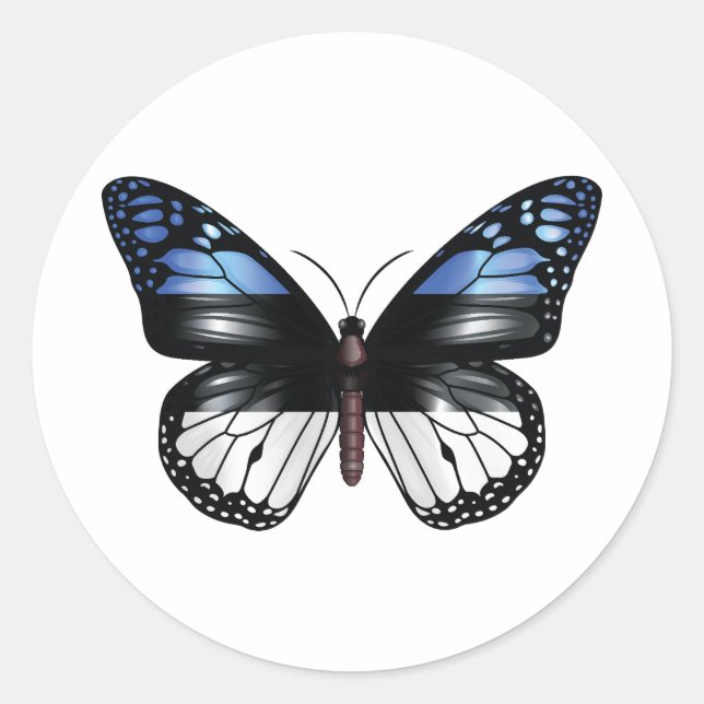 Estonia butterfly monarch flag classic round sticker (Front)