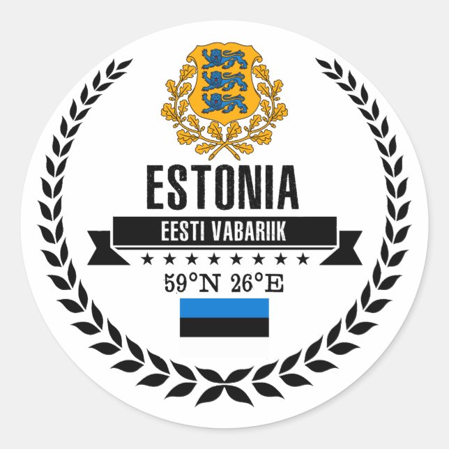Estonia Classic Round Sticker (Front)