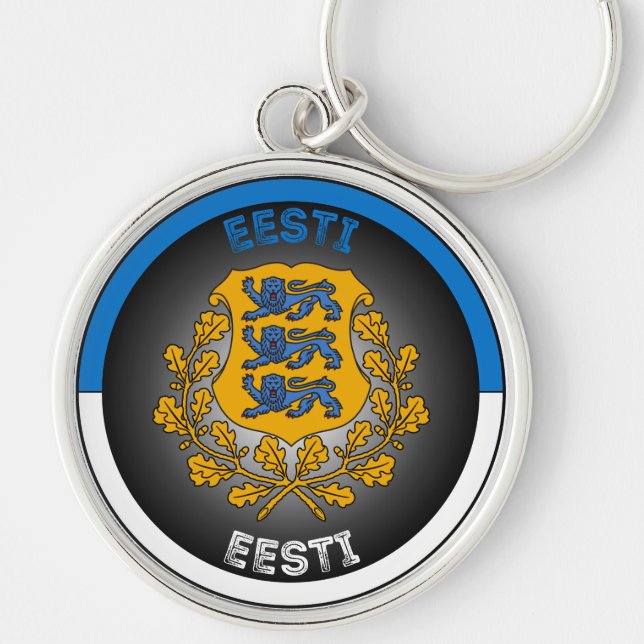 Estonia Coat of Arms Circle Shape  Key Ring (Front)