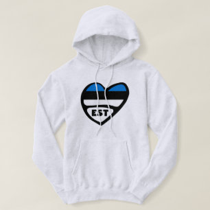 Estonia Country Code Flag Heart, EST Hoodie