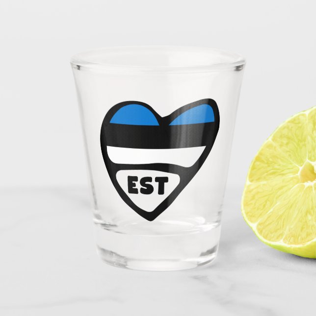 Estonia Country Code Flag Heart, EST Shot Glass (Front)