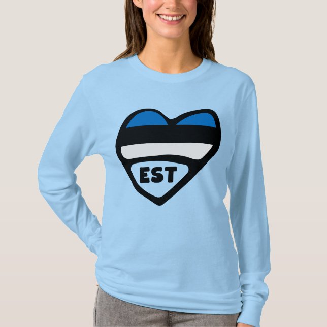 Estonia Country Code Flag Heart, EST T-Shirt (Front)