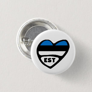 Estonia Country Code Flag Heart Pin Badge, EST