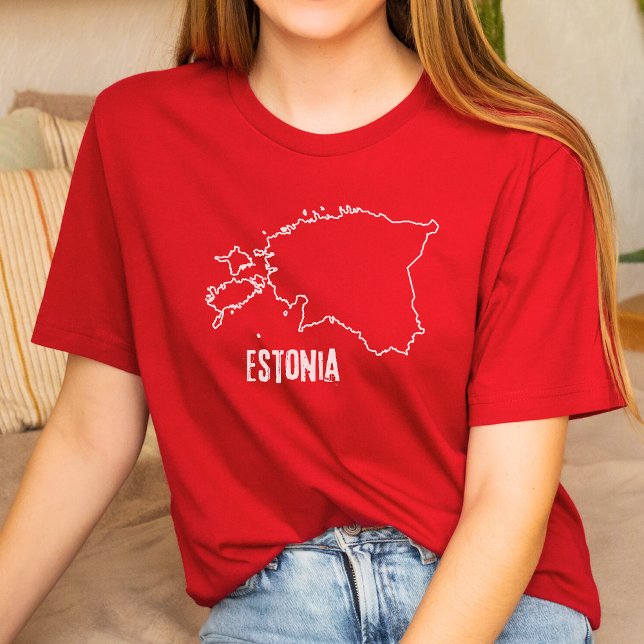 Estonia Country Map Outline Estonian National Line T-Shirt (Creator Uploaded)